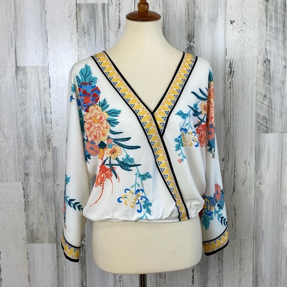 Flying Tomato Tops - Flying Tomato Surplice Floral Crop Top, L